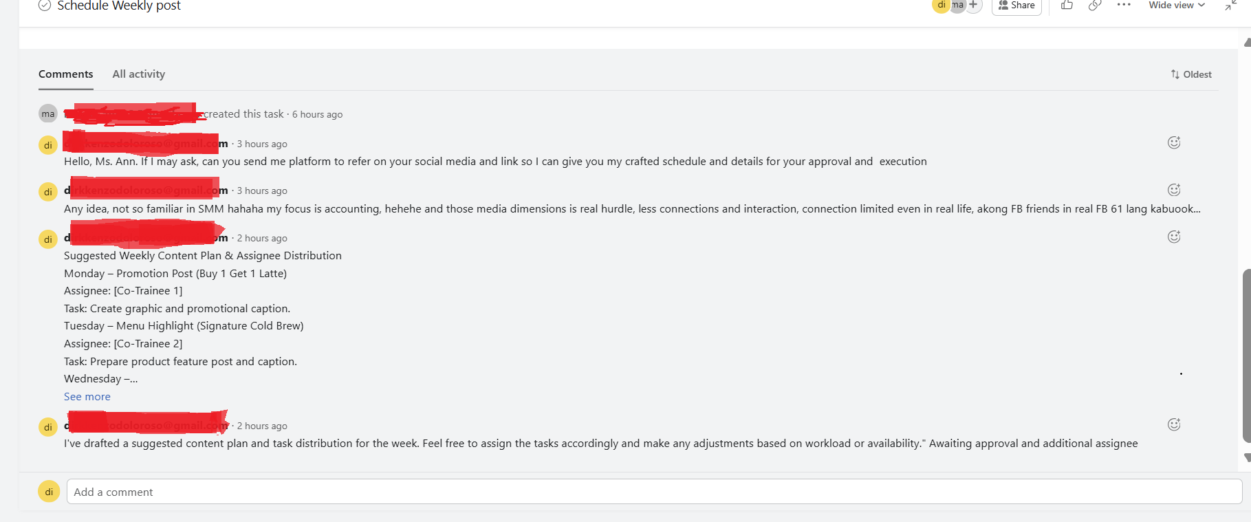 Collaborative Content Planning & Team Coordination Simulation – PMS Asana